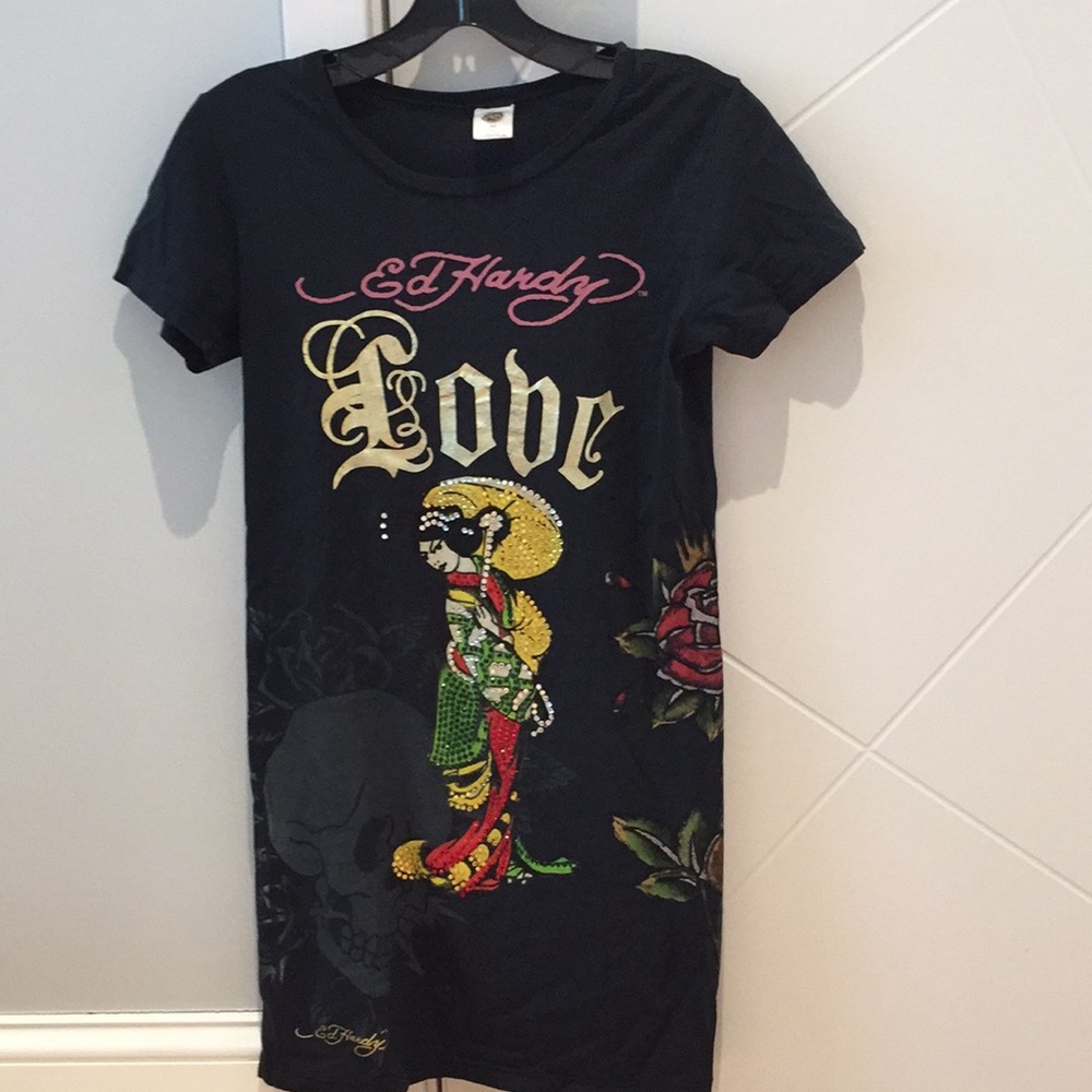 Ed Hardy tunic shirt size L great condition